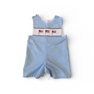 Mom & Me Gingham American Flag Shortall, 2T, EUC